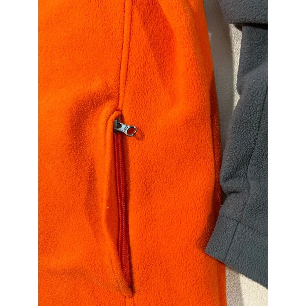 Columbia Kids Fleece Jacket Orange Gray Full Zip Youth Size L 14 16